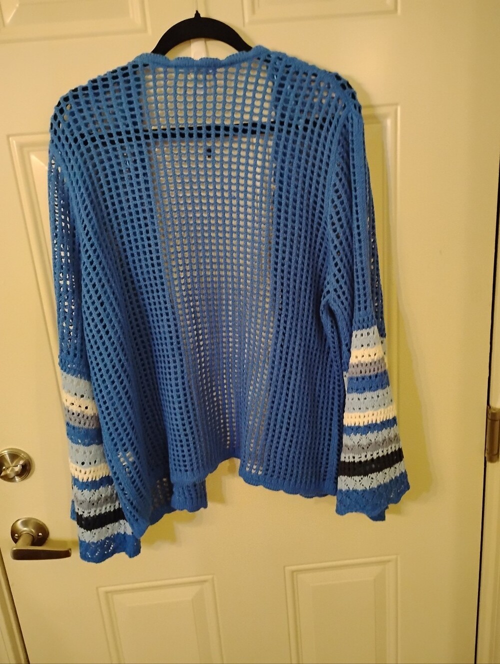 Open Weave Blue Crochet Cardigan Sweater for Women By Cato. Colorful